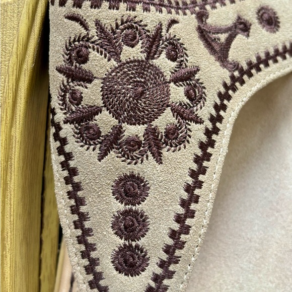 Alegria Cream and Brown Sandals with Ornamental Design - Picture 3 of 5
